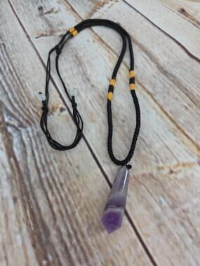 Natural Stone Amethyst Point Pendant Necklace - Chakra Healing, NEW Adjustable